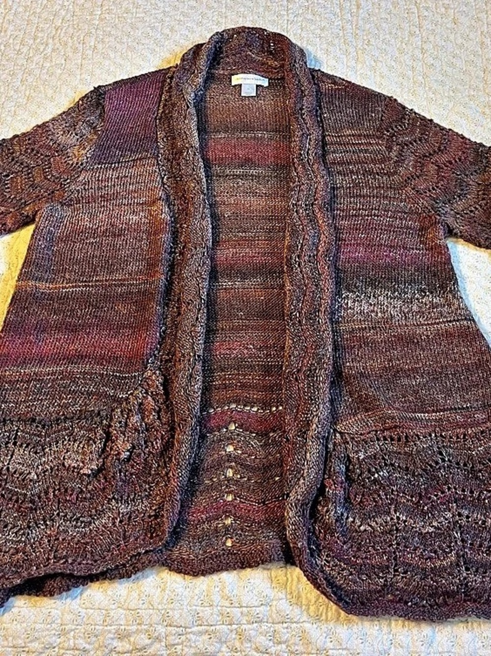 Christopher & Banks Women's Open Front Cardigan Brown Orange XL